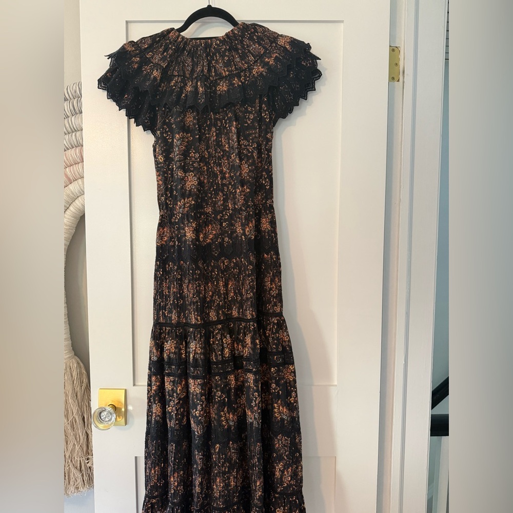 Ulla Johnson Black and Brown Floral Midi Dress - Picture 8 of 14